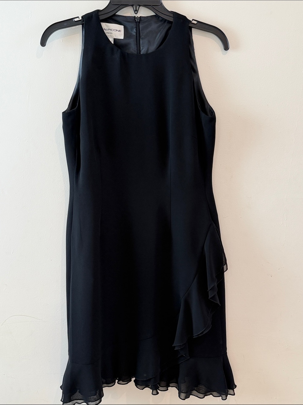 Evan Picone Black‎ Sleeveless Midi Dress with Ruffle Detail